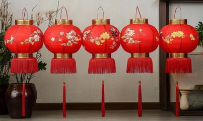 Chinese style red lanterns. Chinese new year decorations