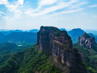 Beautiful sunrise at Changlao Peak of Danxia Mountain in Shaoguan, Guangdong