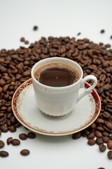 coffee beans and cup of Turkish coffe
