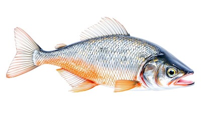 Obraz premium Realistic Vibrant Fish Close-Up on White Background