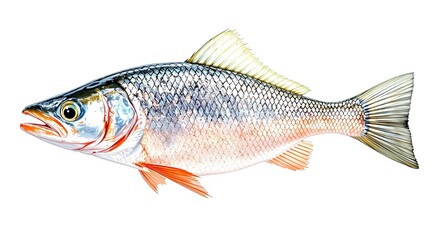 Obraz premium Realistic Vibrant Fish Close-Up on White Background