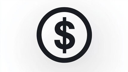 Obraz premium Dollar coin icon with a bold outline on a white background