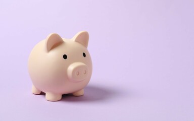 Piggy coin bank on color background for money savings, financial security or personal funds concept