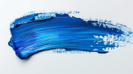 A blue stroke of paint brushed on a white background, symbolizing creativity, art, and expression,...