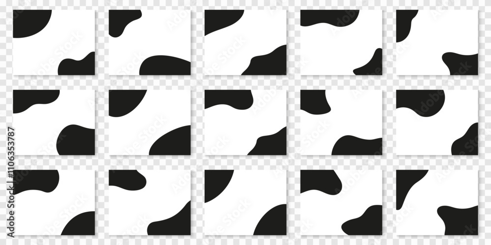 Wall mural abstract black top and bottom design elements. divider shape collection for websites. waves, curve s