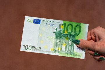 EURO money banknotes, detail photo of EUR