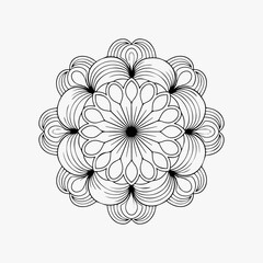 Circular pattern in mandala with flowers for Henna, Mehndi, tattoo, and decoration. Outline doodle hand draw vector illustration. 