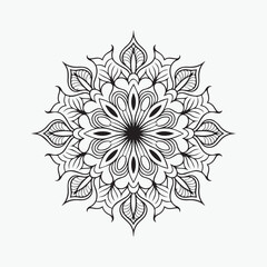 Circular pattern in mandala with flowers for Henna, Mehndi, tattoo, and decoration. Outline doodle hand draw vector illustration. 