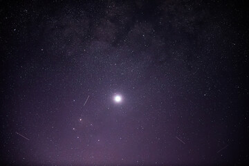 Venus, stars and satellites in the night sky © Merrillie