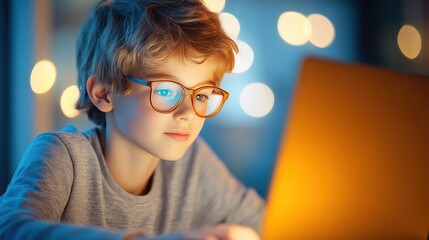 Young Boy Engaged in Online Activities During Safer Internet Day Celebration in February