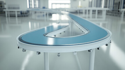 Obraz premium Modern Conveyor Belt System Factory Automation Industrial Production Line Manufacturing