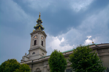 Tower of a cathedral in the city of Belgrade