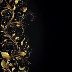 Golden floral luxury design with black background image