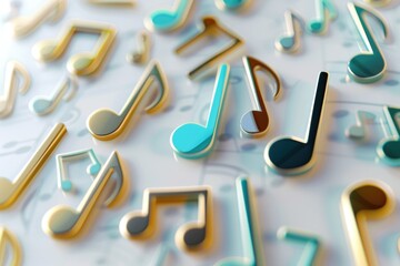 Fototapeta premium A collection of musical notes on a clean and simple white background, ideal for use in music-related projects