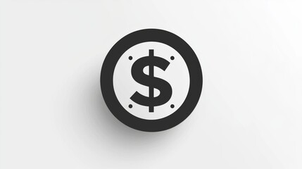 Fototapeta premium A bold dollar sign icon in a circular frame on a white background