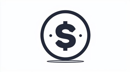 Obraz premium A dollar sign icon inside a circular black frame on a white background