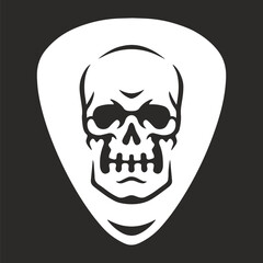 Skull graphic with guitar pick shape