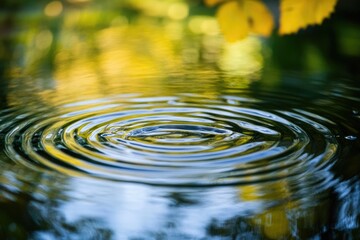 A circular ripple forms on the surface of calm water
