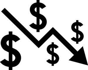 Currency Exchange. Currency exchange rate icon. Stock market. Cost reduction. Cost increase icon. Price reduced, discount icon. Financial or business sign