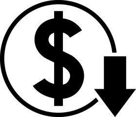 Currency Exchange. Currency exchange rate icon. Stock market. Cost reduction. Cost increase icon. Price reduced, discount icon. Financial or business sign