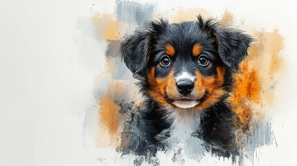 Close-up portrait of a beautiful watercolor painted dog