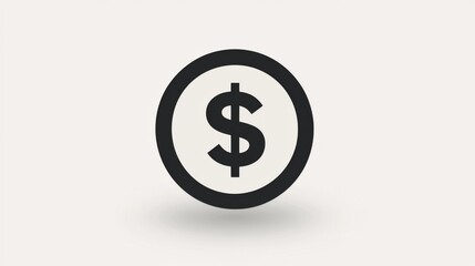 Fototapeta premium A bold dollar sign icon inside a circular dotted frame on a beige background