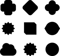 Empty geometric banners. Abstract bold shapes, minimalistic message balloon template. Various multicolored forms isolated on white. Funny different figures collection 