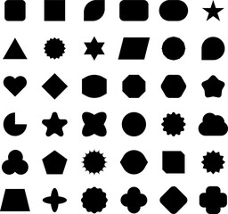 Empty geometric banners. Abstract bold shapes, minimalistic message balloon template. Various multicolored forms isolated on white. Funny different figures collection 