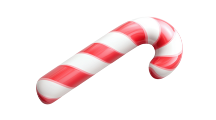 Red and white candy cane rotating on transparent background