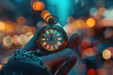 A person holds a pocket watch in their hand, classic accessory from the past