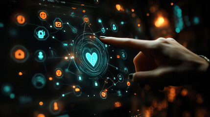 Futuristic Interface Digital Heart Network Connectivity Technology
