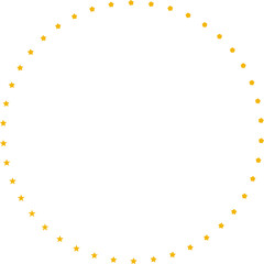 Stars of various sizes arranged in a circle. Black star shape, round frame, border vector image