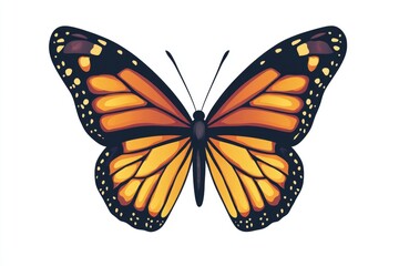 Obraz premium A close-up shot of an orange butterfly perched on a white background, ideal for use in designs and illustrations
