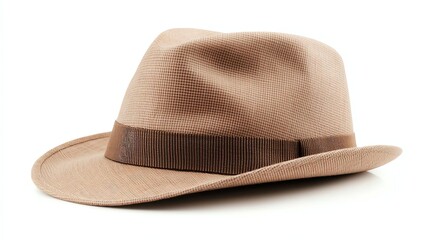 A stylish brown fedora hat, perfect for adding a touch of elegance to any outfit. This hat is ideal for fashion enthusiasts and anyone looking to make a statement.