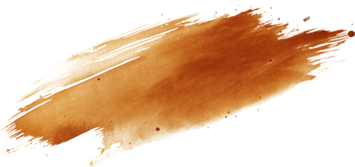 Brown yellow watercolor paint stain. On a transparent background