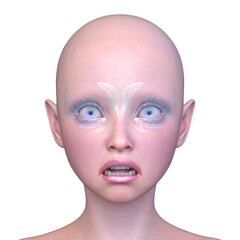 女性の顔アップ　3DCGレンダリング