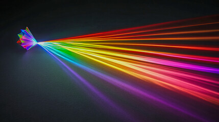 Colorful prism spectrum displaying vibrant rainbow light beams