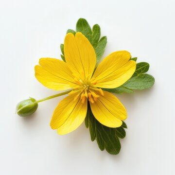 perfect celandine flower isolated on a white background. medicinal plant