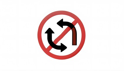 Circle with Red Border and U-Turn Symbol Crossed Out