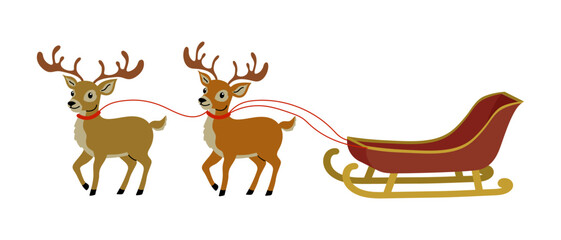 Obraz premium Reindeer pulling a traditional sleigh during winter festivities