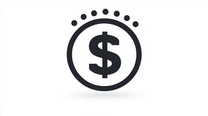 Fototapeta premium A bold dollar sign icon surrounded by a circular black frame on a white background