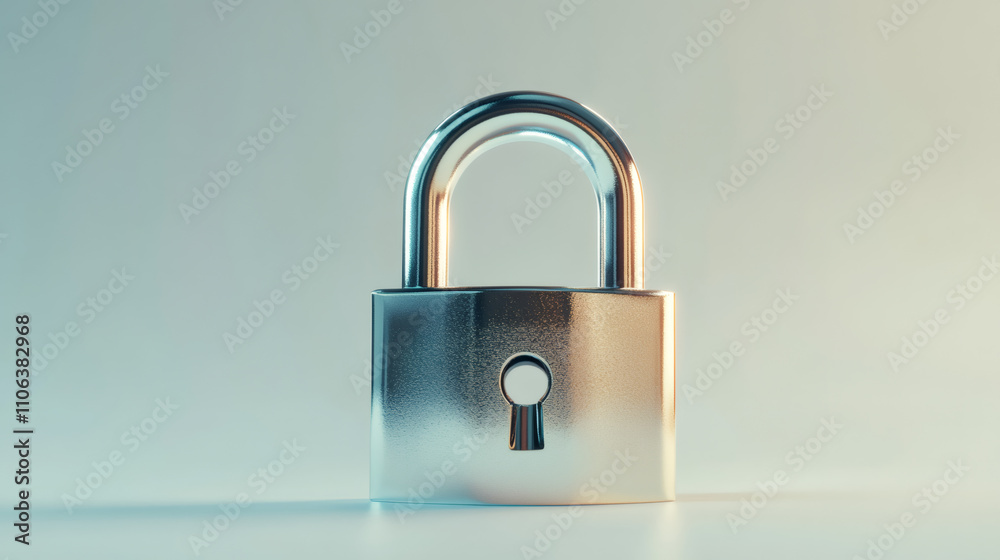 Poster closed metallic padlock symbolizing data security, privacy, and protection in the digital era, again