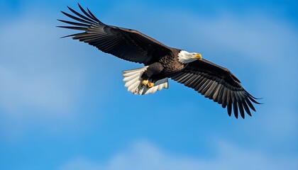 Naklejka premium Sky-high Eagle: Soaring Gracefully in its Natural Habitat.