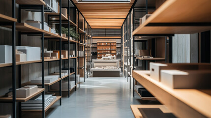 Modern architectural models displayed in a spacious design studio with natural light during daytime