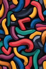Obraz premium Colorful abstract pattern with dynamic shapes on dark background