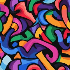 Obraz premium Vibrant shapes form patterns on a dark background