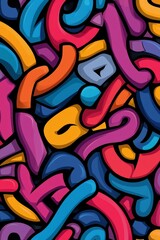 Colorful abstract design featuring intertwined shapes and lines