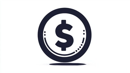 A bold dollar sign icon inside a circular black and white frame on a white background