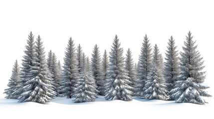 Fototapeta premium Illustration Of A Fir Forest In Winter With Snow, Isolated On A White Background, Perfect For New Year And Christmas Holiday Season Banner