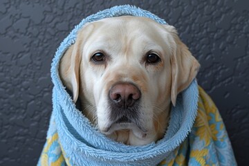 Adorable dog in medical scrubs  a charming portrait of canine healthcare companion